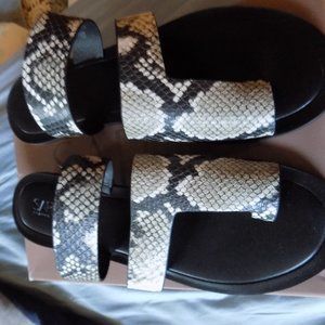 Sarto Franco Sarto A-Trixie Snake Print Leather Slide Sandals 9.5